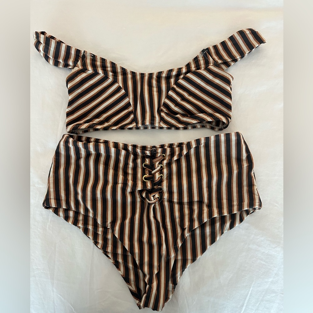 High waisted Beach Riot striped swimsuit in Size XS